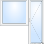 фото Окно одностворчатое Rehau BLITZ с балконной дверью