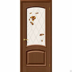 фото Дверное полотно шпон "INTERDOORS" К4, цвет Орех, Красные маки/Бронза, ДО