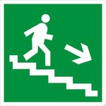 фото Знак E13 «Направление к эвакуационному выходу по лестнице вниз» (пластик)