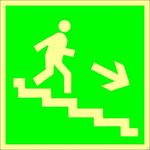 фото Знак ФЭС E13«Направление к эвакуационному выходу по лестнице вниз»(пластик)