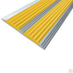 фото Тактильная полоса с двумя вставками алюминиевая 70 мм желтая