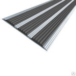 фото Тактильная полоса с тремя вставками алюминиевая 100 мм черная