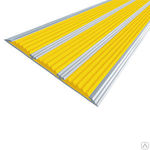 фото Тактильная полоса с тремя вставками алюминиевая 100 мм желтая