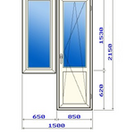 фото Балконный блок ПВХ 1500х2150 мм в кирпичный дом, однокамерный стеклопакет