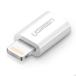 фото Переходник micro USB UGreen / Lightning AF/AM, алюминиевый корпус, белый