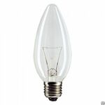 фото Лампа накаливания E14, 60W, В35 (свеча), CL (прозрачная) Philips