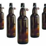 фото Комплект пивных бутылок на 1000 мл с бугельными пробками - 12 штук