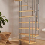 фото Винтовая деревянно-металлическая лестница с метал. поручнем Barcelona d 140