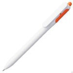 фото Ручка шариковая Bolide, белая с оранжевым
