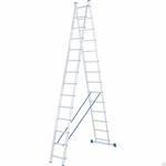 фото Лестница, 2 х 14 ступеней, алюминиевая, двухсекционная // СИБРТЕХ // Pоссия