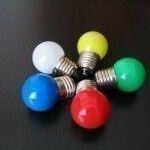 фото Лампа-шарик шарик LED с цоколем E27, 40мм, (5 светодиодов), матовые, синий