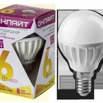 фото Лампа светодиодная LED 6вт E14 теплый матовый шар ОНЛАЙТ (71643 ОLL - G45)