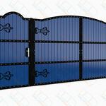 фото Уличные распашные ворота Фалькон, левая калитка, профлист - синий