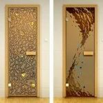 фото Дверь банная серия с резьбой "Банька" (1900х700)