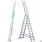фото Лестница трехсекционная алюминиевая RIGGER 3x12 (3,33-8,18 м)