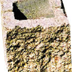 фото Блок бетонный облицовочный с обнажённой фактурой угловой (Бордо)