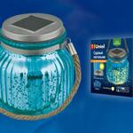 фото Светильник садовый USL-M-210/GN120 BLUE JAR Садовый светильник на солнечной батарее. Теплый белый свет. 1*АА Ni-Mh аккумулятор в/к. IP44. TM Uniel.