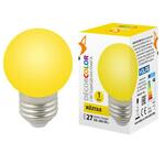 фото Лампа LED-G45-1W/YELLOW/E27/FR/С Лампа декоративная светодиодная. Форма "шар", матовая. Цвет желтый. Картон. ТМ Volpe.