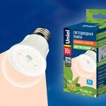 фото Лампа LED-A60-10W/SPFR/E27/CL PLP01WH Лампа светодиодная для растений. Форма "A", прозрачная колба. Картон. ТМ Uniel