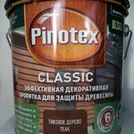фото Pinotex CLASSIC пропитка для защиты древесины тиковое дерево 10 л