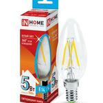фото Лампа светодиодная LED-СВЕЧА-deco 5Вт 230В Е14 3000К 450Лм прозрачная IN HOME