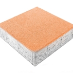 фото Тротуарная плитка Берит Квадрат Оранжевая 300х300х80 на белом цементе