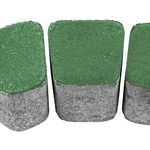 фото Тротуарная плитка Берит Комплект Готика Зеленая 121х115х80, 103х115х80, 86х115х80 на сером цементе