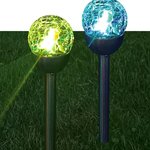 фото Светильник светодиодный садовый SMD мультиколор в форме шара из битого стекла аккум. AA NI-MH 200мА.ч (уп.2шт) КОСМОС KOC_SOL201L