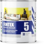 фото Краска Fintex 5, для стен и потолков, моющаяся, матовая, База А, 0,9л