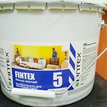 фото Краска Fintex 5, для стен и потолков, моющаяся, матовая, База А, 9л