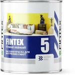 фото Краска Fintex 5, для стен и потолков, моющаяся, матовая, База С, 0,9л
