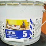 фото Краска Fintex 5, для стен и потолков, моющаяся, матовая, База С, 9л