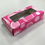 фото Коробка для пирожных с окном, розовая, 210х100х50 мм
