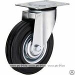 фото Поворотное стальное колесо с черной резиной SC 160, г/п 150 кг, Ø 160 мм