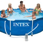 фото Каркасный бассейн Intex Metal Frame Pool 305х76 см с 
фильтр-насосом 28202